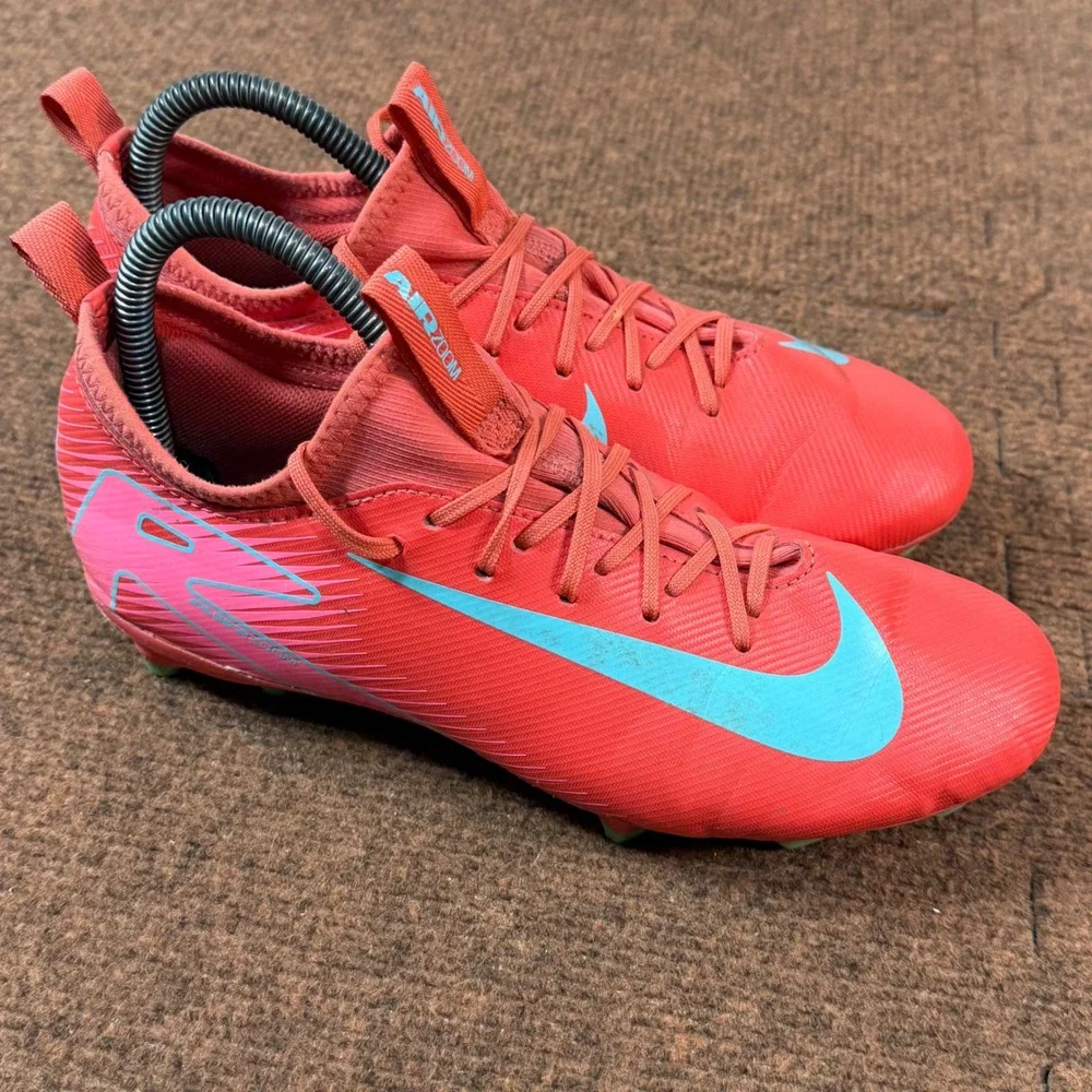 Nike Air Zoom Mercurial Kids Soccer Cleats Bright Crimson Blue FQ8392-800 6Y B+